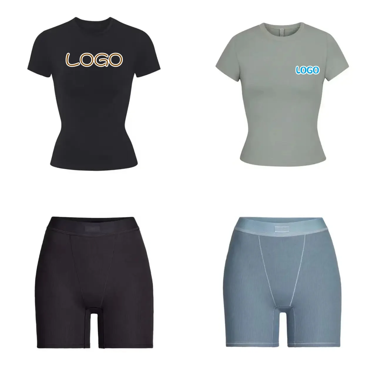 Custom Lounge Wear Comfy Cotton Ribbed Jersey Loungewear Women Sets Pink Skims Lounge Wear Two Piece Set Women Clothing