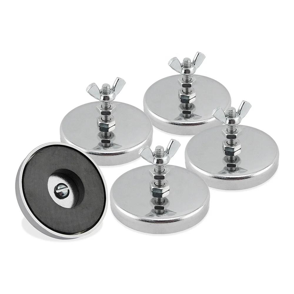 Ferrite Magnetic Hook Clip RB50  RB60 RB70 RB80  Round Base Magnet Fastener with Sliver Steel Clip