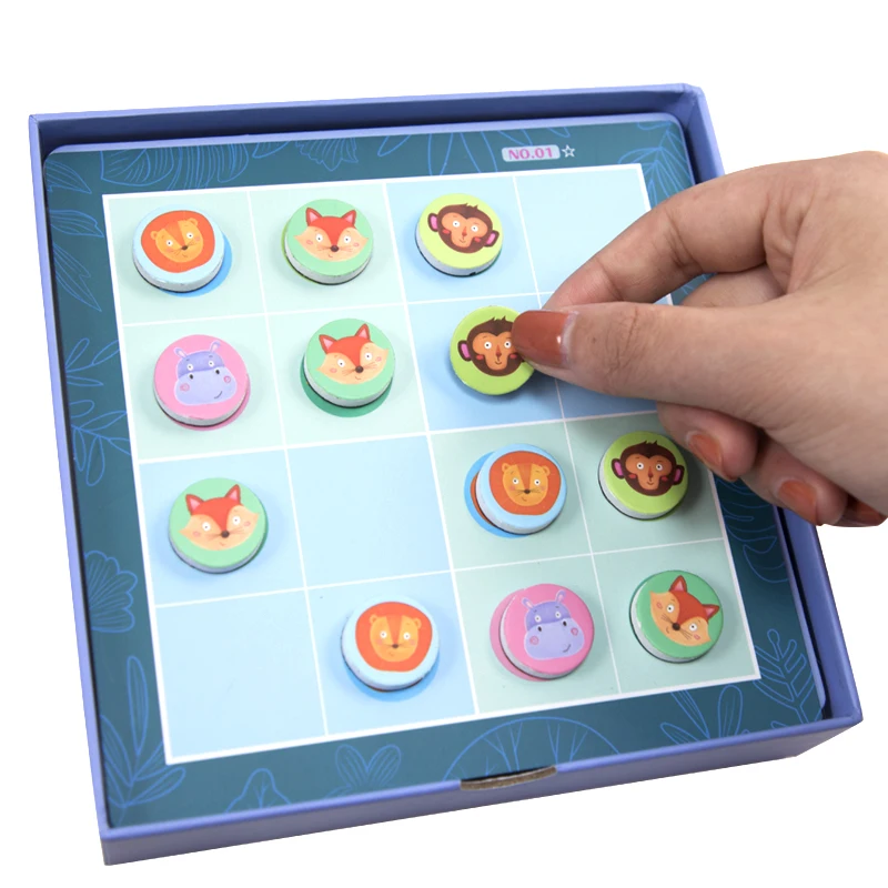 UCMD Popular Cute Fox Monkey  Magnetic  Cartoon Educational Toy Paper Game Board Math  Number Puzzle Sudoku For Kids And Adults