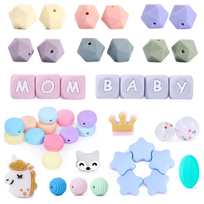 For fashion jewelry in bulk yiwu factory Supplier Wholesale Baby silicone letter beads and teething