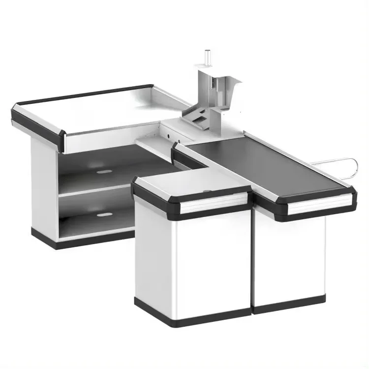 Hot selling Supermarket store knock-down checkout cashier counter Electric conveyor belt