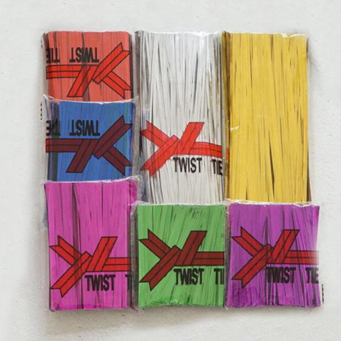 Plastic durable colorful flexible candy vegetable bag paper plastic twist tie wire