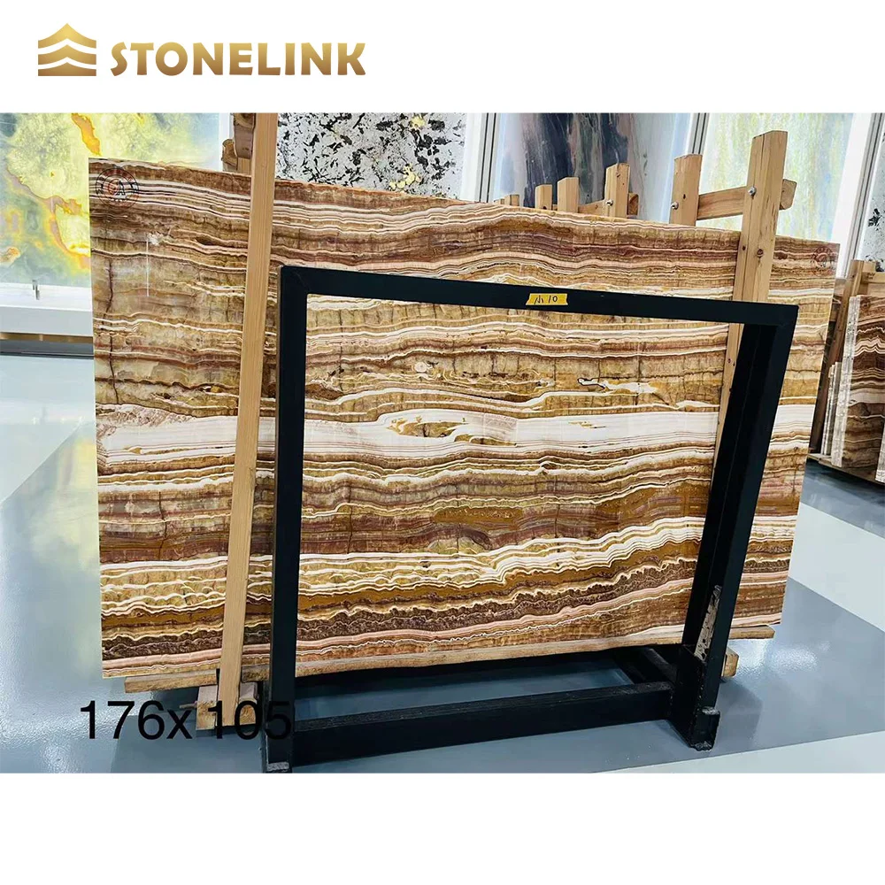 Hot Sell Natural Stone Brown Onyx Marble Slab For Wall Decoration Onyx Marble Wall Design
