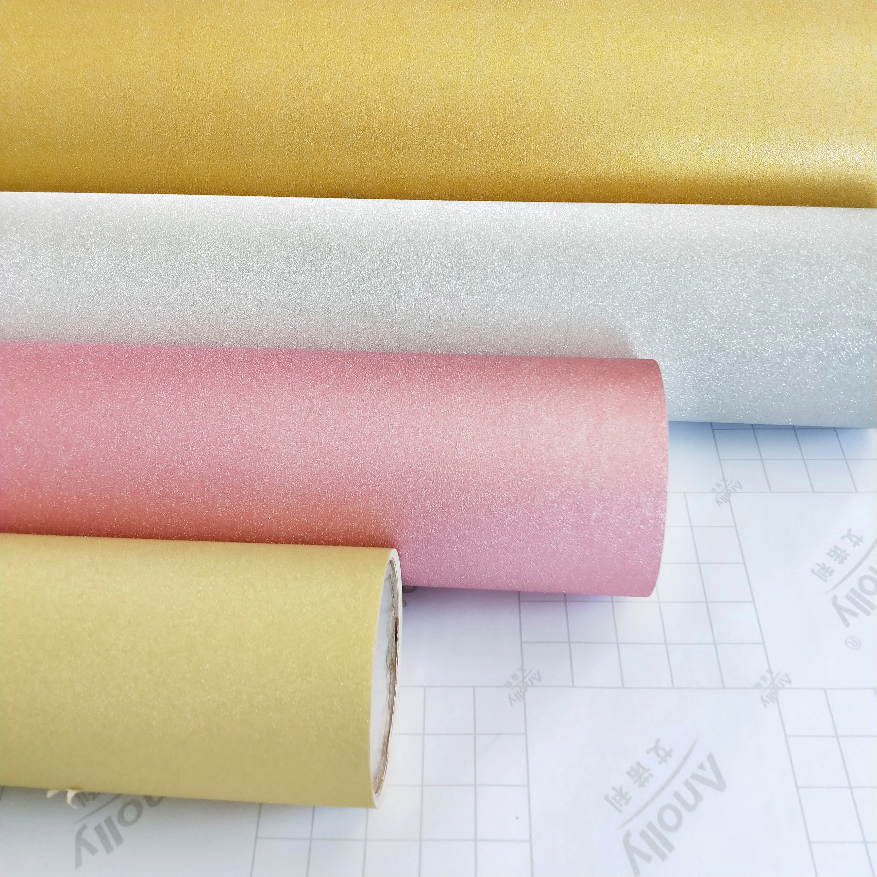 
Anolly Decorative Glitter color Film Brilliant Diamond foil adhesive vinyl PP packing material guangzhou factory 