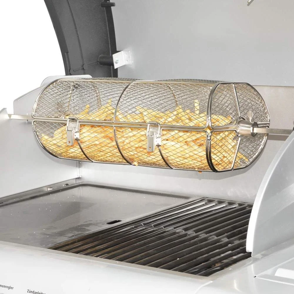 Vegetable & Chips Tumble Basket Round BBQ Portable Grill Round Net