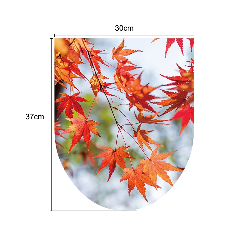new creative design 3d vinyl stickers maple leaf waterproof sticker removable self adhesive home decorative toilet seat sticker