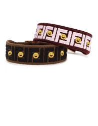 2022 Gold-tone Hardware Adjustable Buckle Fasteni Woven Luxury Brand  FF Logo Jacquard Fabric Bracelet