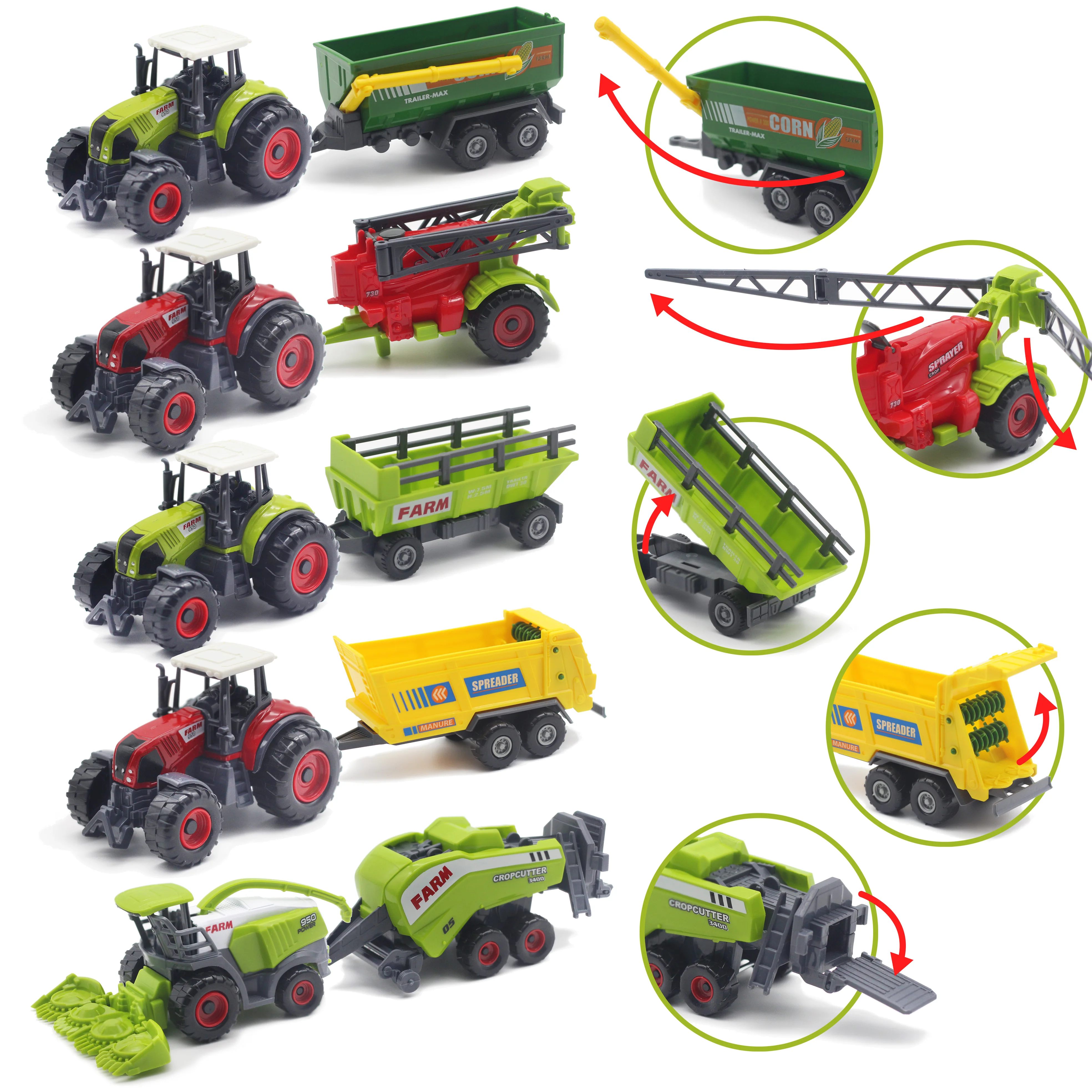 Die Cast Tractor Truck Miniature Oem Custom Mini Farm Tractor Cheap Price  1:64 Tractors Diecast Model From China