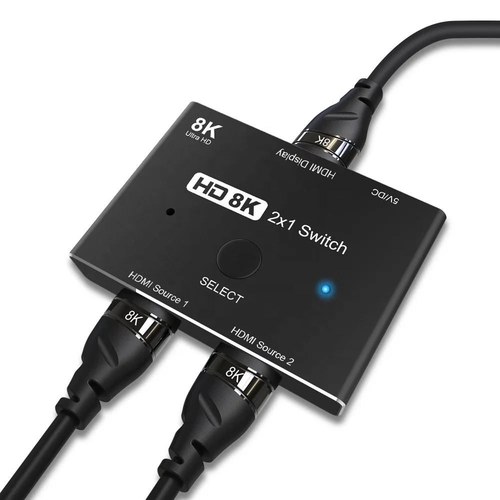 Высокоскоростной 48 Гбит/с 8K 2 порта HDMI коммутатор 8K @ 60 Гц 4K @ 120 Гц HDCP 2,2 HDMI коммутатор для PS5/4, PS4 Pro, Blue-ray Player, Xbox