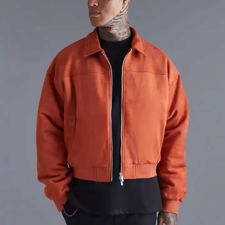 Factory Custom double zipper outdoor jacket for men oversized zip up jacket high quality Cropped Boxy Jacket work coat