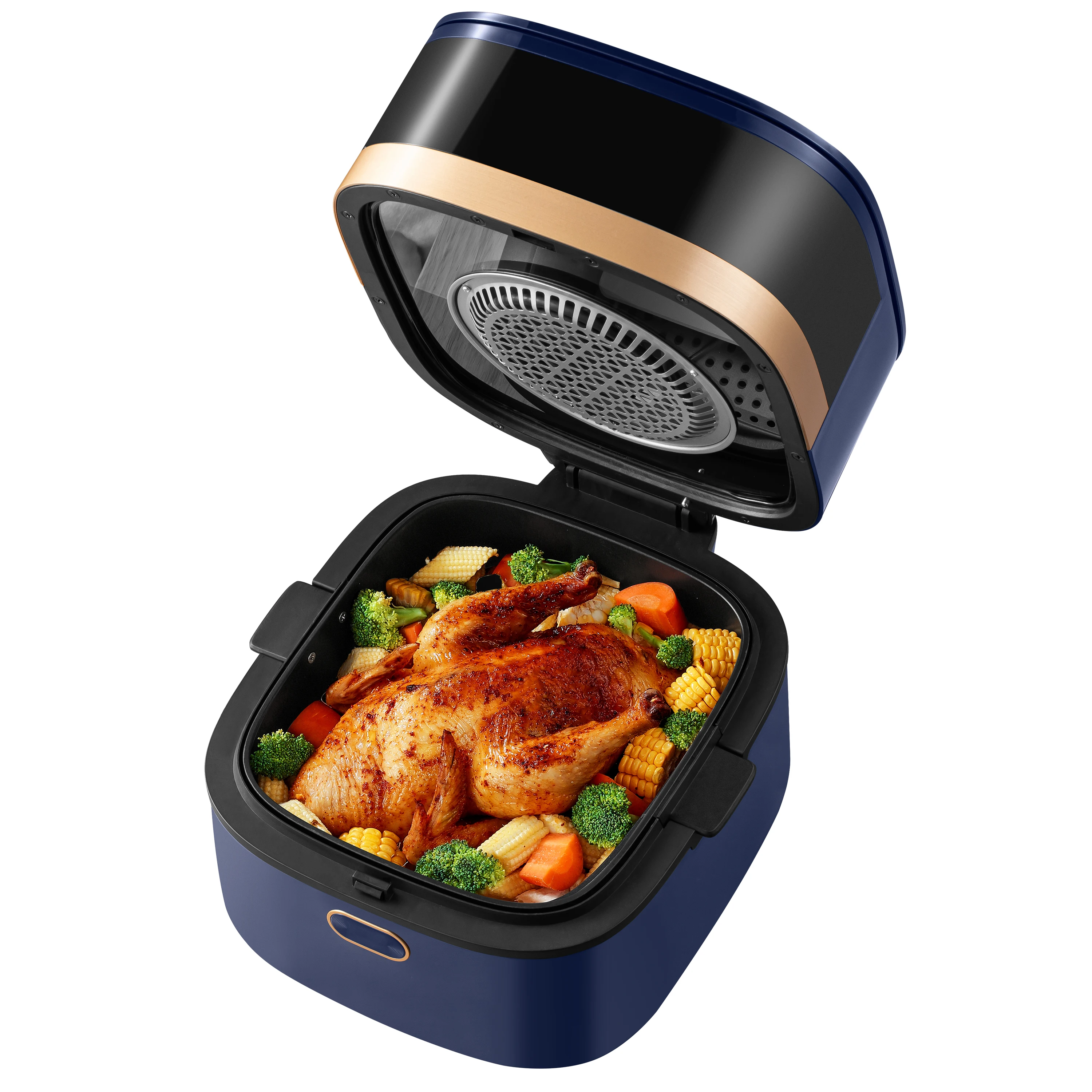 Portable 8L Air Fryer with LCD Display White Label Grey Yellow Opening Top Black 5L 6L Capacity US Plug Voltage 220V