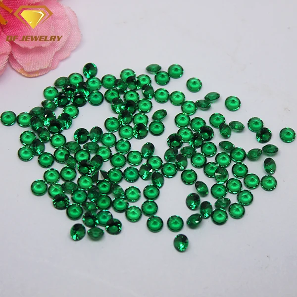 Synthetic Green Color Gemstone Round Brilliant Cut Nano Green
