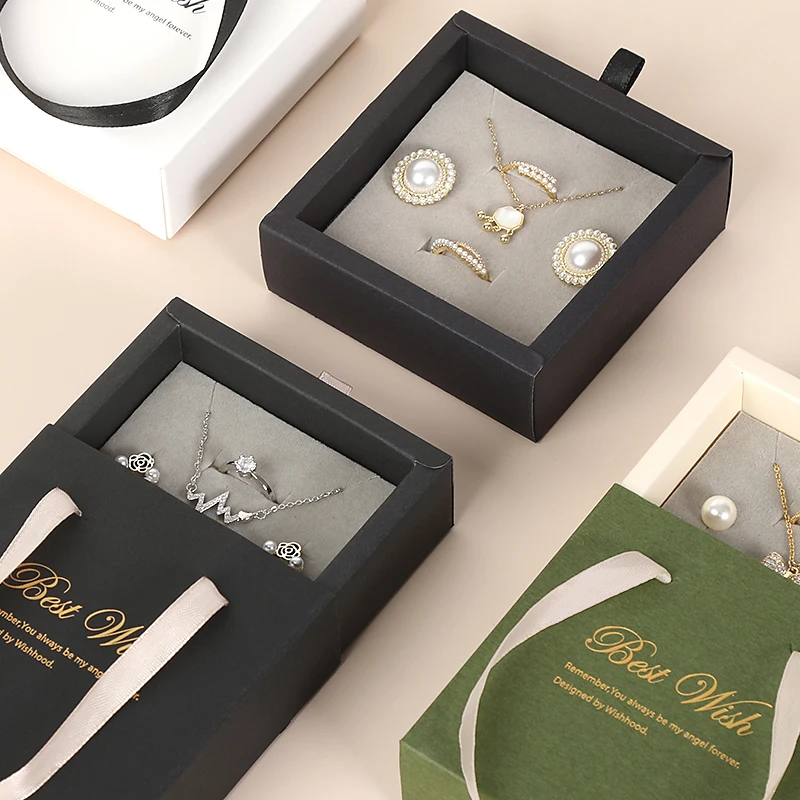 luxury custom logo paper cardboard drawer gift Necklace Earring Bracelet Ring jewelry packaging box