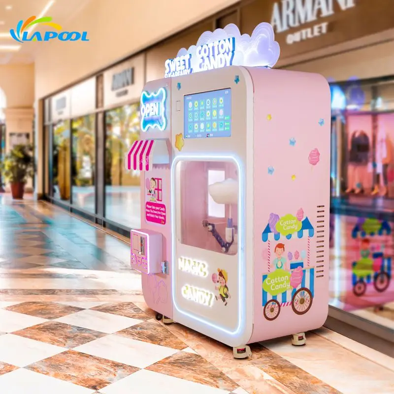 Cinema Shop Sticker Custom Cotton Candy Popper Making Machine Hot Air Heating Cotton Candy Equipment