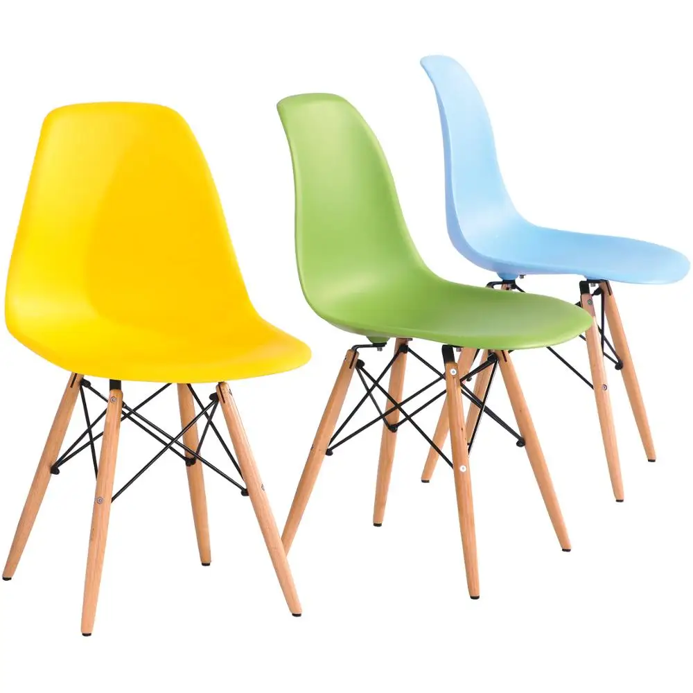 
hot selling dining room furniture cheap price simple creative dining chair plastic chair with wooden leg 