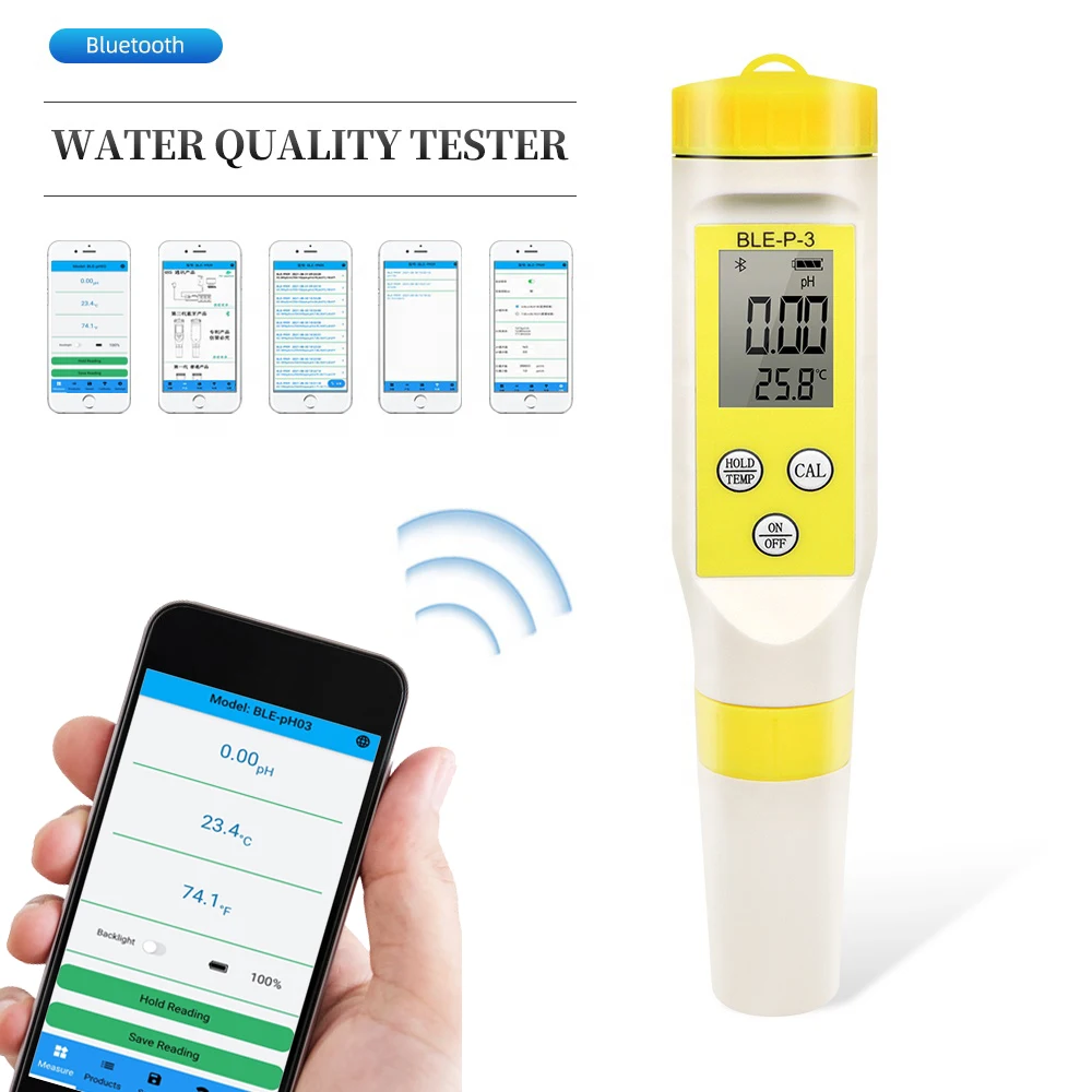 Smart Bluetooth  PH  Meter  0-14ph with Backlit LED Display  ph water quality device  For blood gastric juice, urine