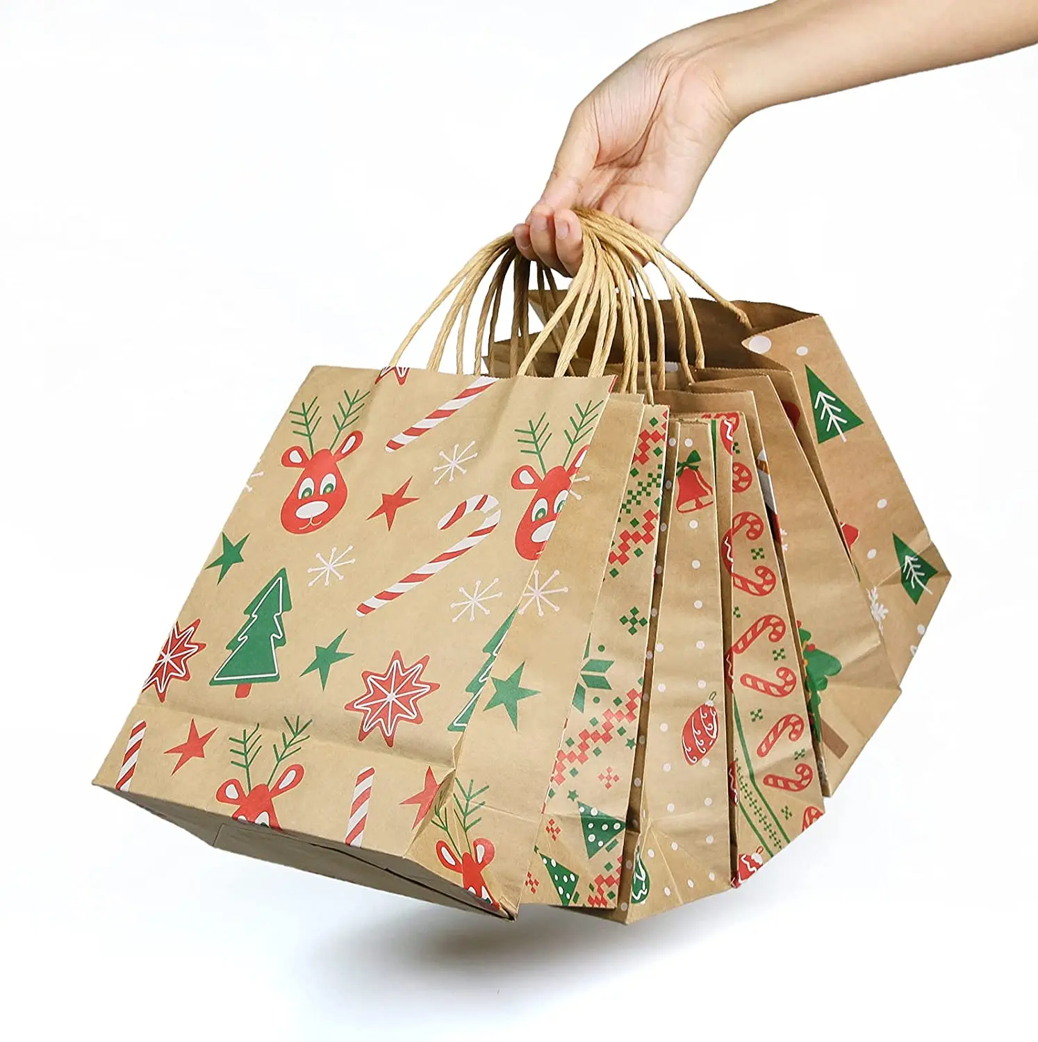 Ruizhuo Packaging Paper Gift Bags Luxury Christmas Packing Bag Shopping Paper Bag With Your Own Logo Holiday Treat Box