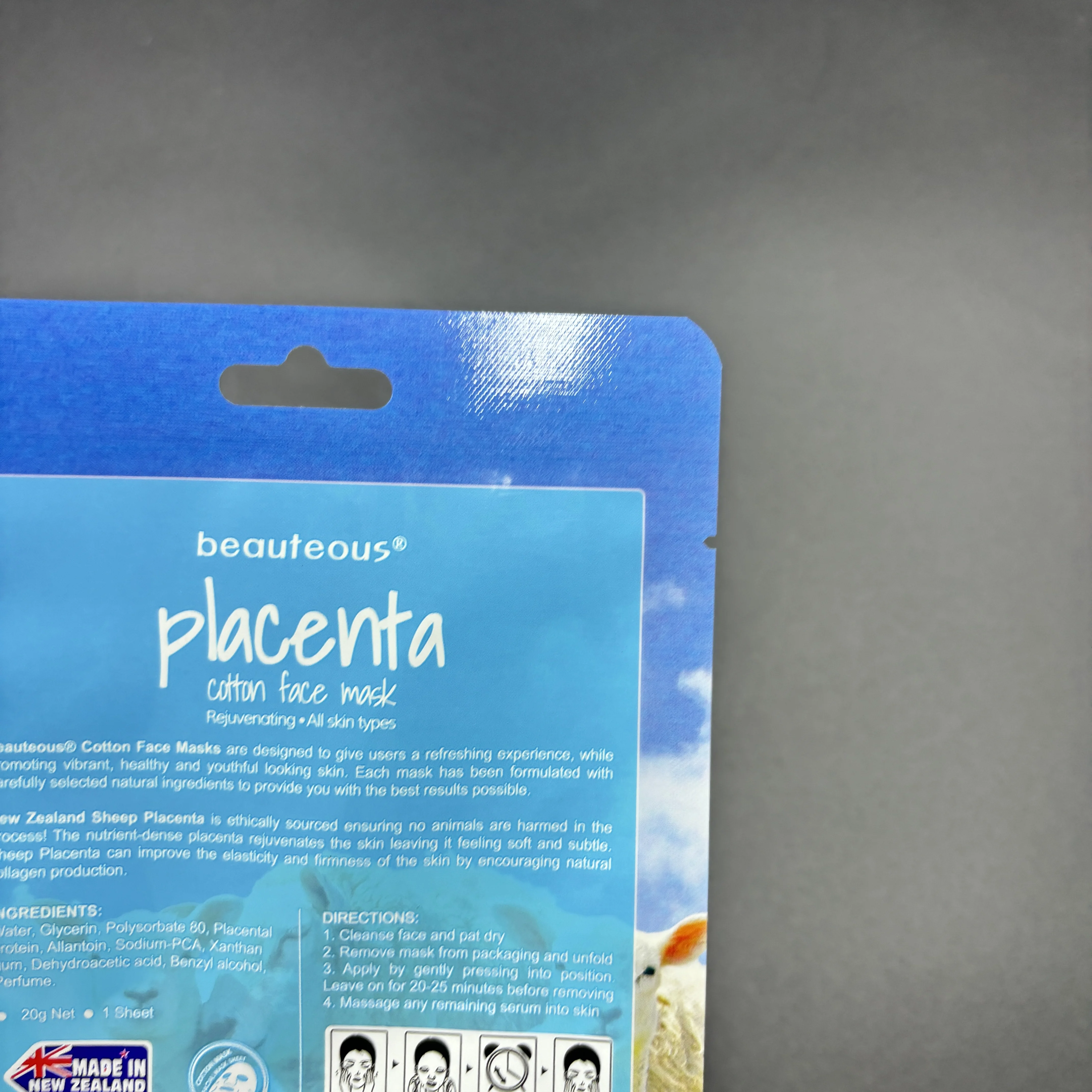 Custom three side seal glossy finished  printing packaging 20g cotton face mask pouch bag bottom open