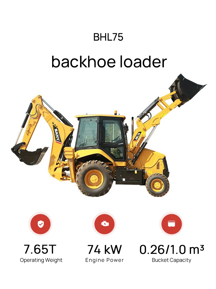 SANY BHL75 1.0 m3 excavator loader sany backhoe loader for breaking asphalt