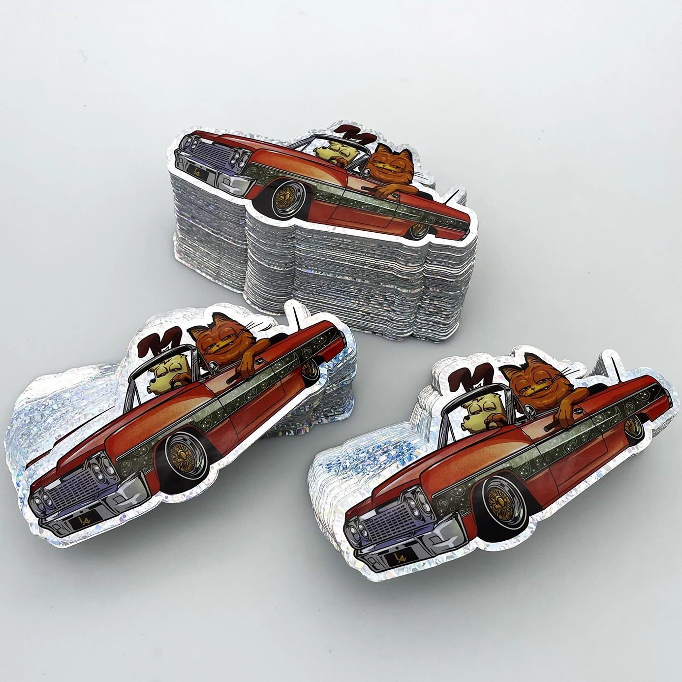 Custom Printing Weatherproof Crackle Laser Holographic PP outdoor Sticker Car Bupmper Die Cut Sticker