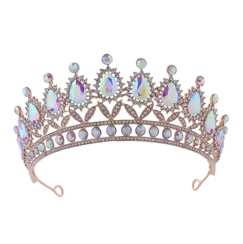 Cross-border Bridal Crown Light Luxury European Style Wedding Dress Headwear Birthday Show Wedding Dress All-match Crystal Crown