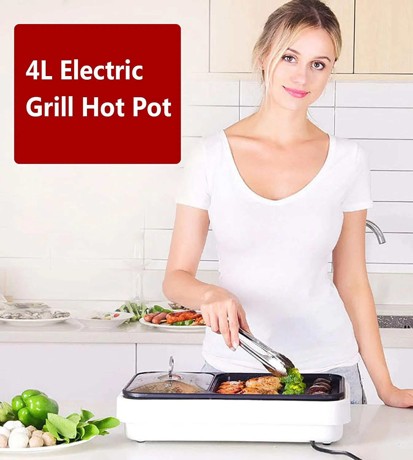 Maibo 2023 New 2 in 1 Electric Grill with Hot Pot Electric Cooker