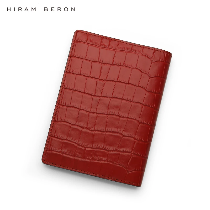 Hiram Beron Red Italian Leather Passport Case Leather Wallet