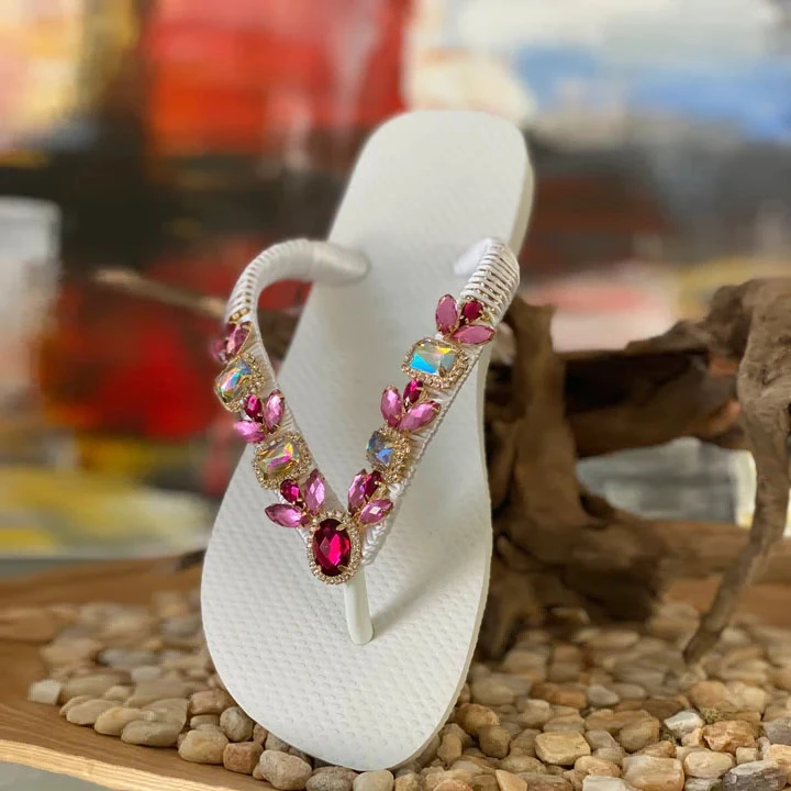 Wedding Flip Flops Summer Beach Wedding Thong Sandals Charming Handmade Rhinestones Bridal Flip Flops