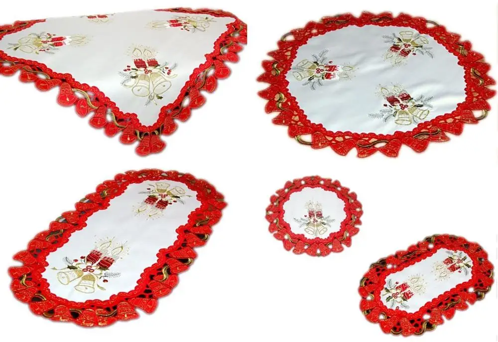 cutwork and embroidered polyester tablecloth