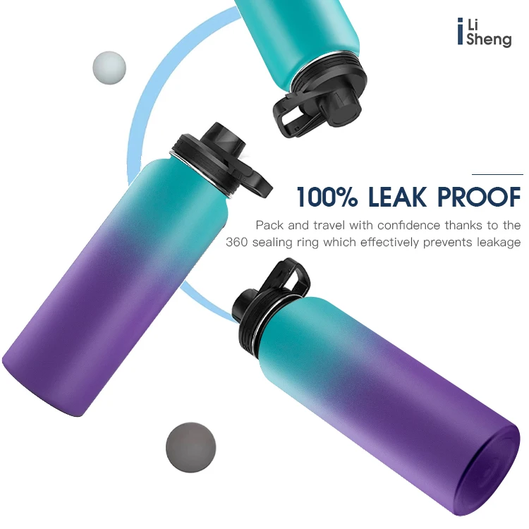 Factory Curved Powder Coated Metal Water Drink Bottle Double Wall Insulated Vacuum Outdoor Stainless Steel Flask