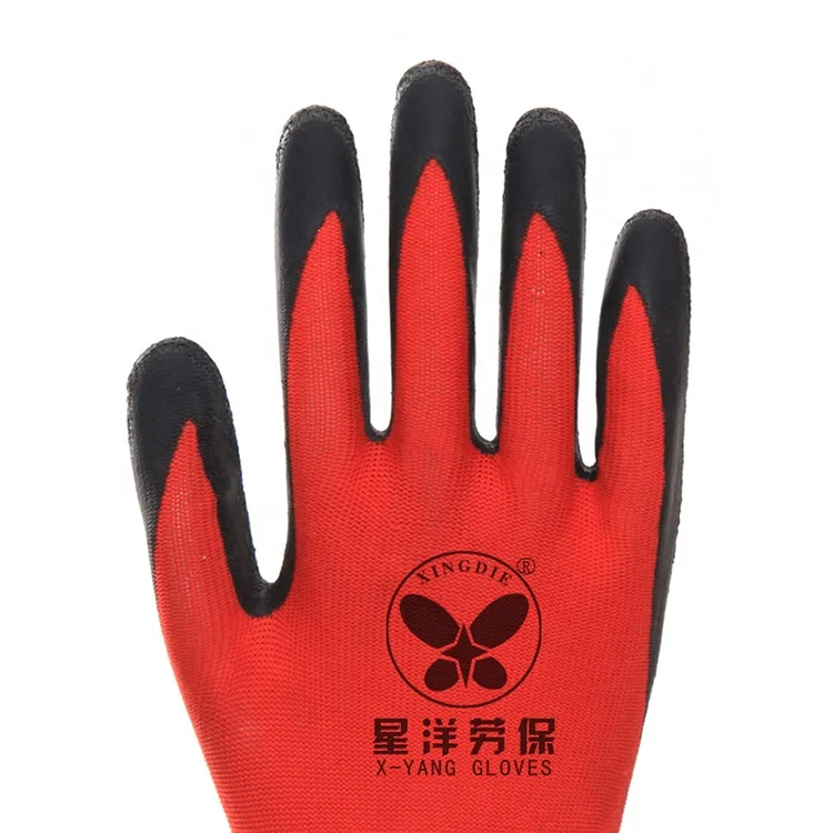 
Industrial safety rubber hand protective wholesale construction anti slip grip heavy duty latex coated working gloves 