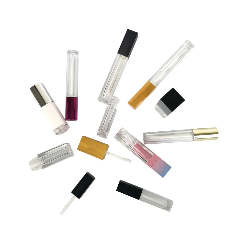 
Wholesale slim cylinder lipgloss wand tube private label 4ml empty luxury lipgloss tube with brush 