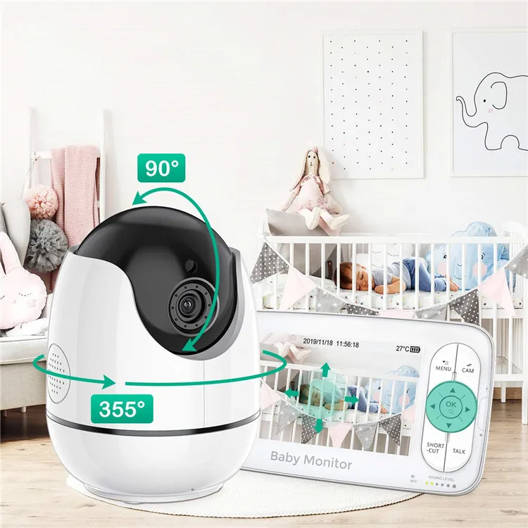 5 inch 1080P 720P VOX Mode 2.4GHz Wireless Smart Baby Monitor Infrared Night Vision Video Nanny Babyphone with Camera and Audio