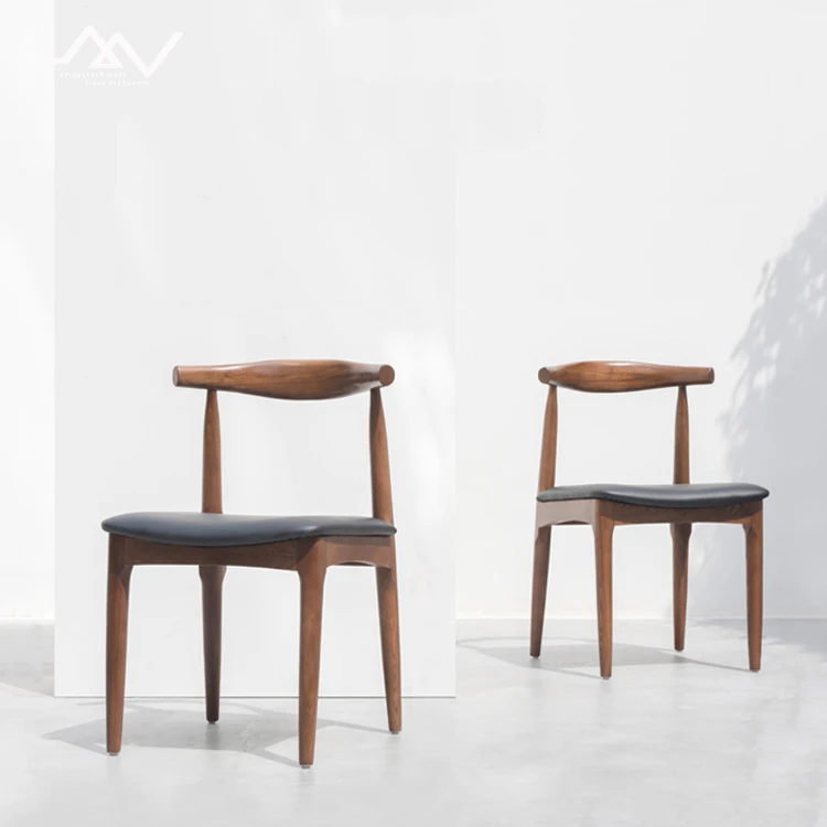 PU Leather Wooden Frame chaise Dining Restaurant Wooden Dining Chair and OX Horn Chair or Cow Horn Chair