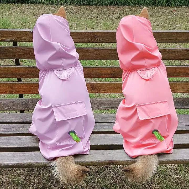 Wholesale Lightweight Small Medium Dogs Rain Clothes Multiple Sizes Nylon Pet Dog Comfortable Raincoat with Hoodie