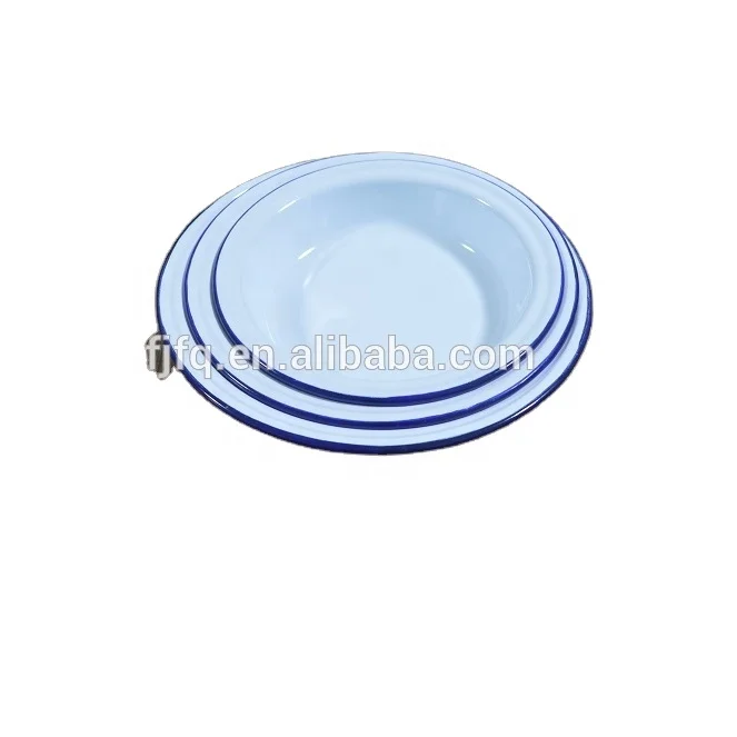 Metal Enamel Tableware Dinner Plate Cereal Plate Round Enamel Pie Dish