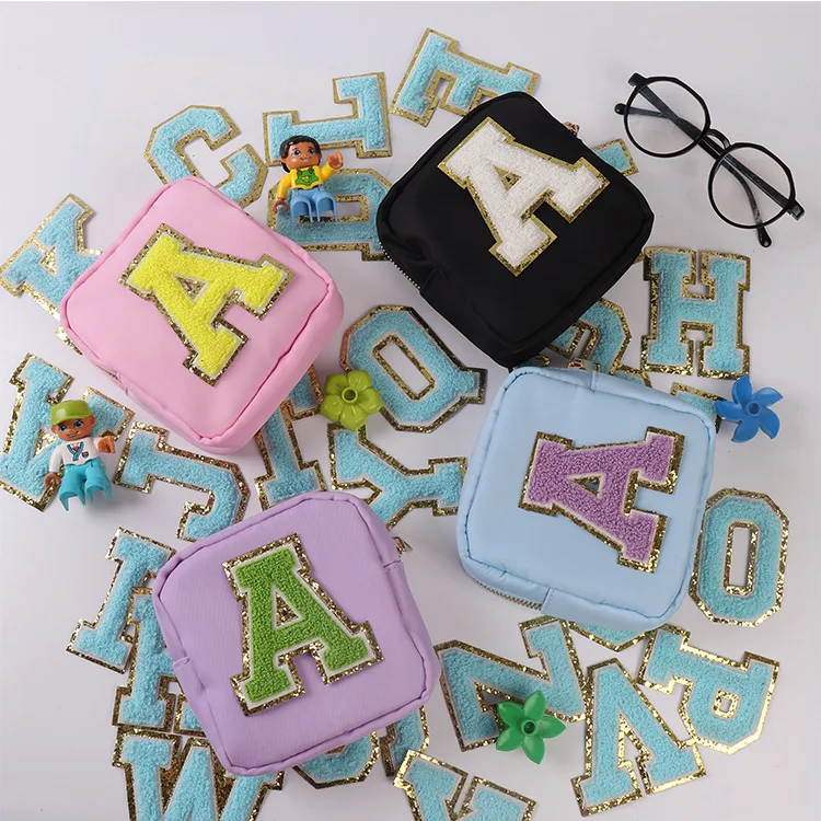 Factory price women clothing iron on patch hoodies mixed colors letters chenille embroidery patches