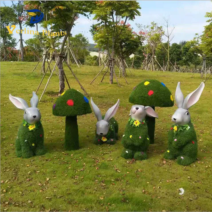 China wholesale artificial rabbits topiary for garden fairground decoration