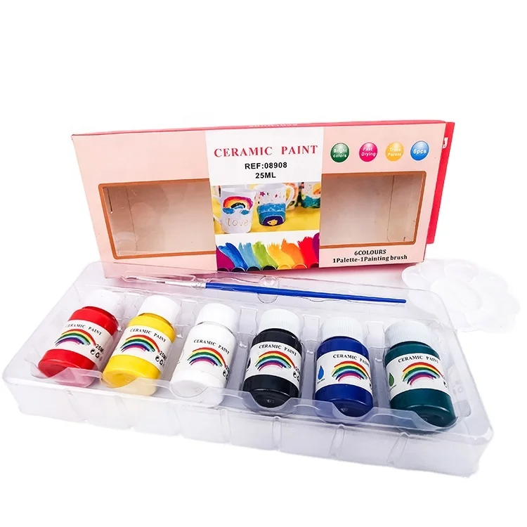 25 ml hand painted plates ceramic paint for kids coating ceramic potery to be painted hand-painted cute ceramic nordic dinner se