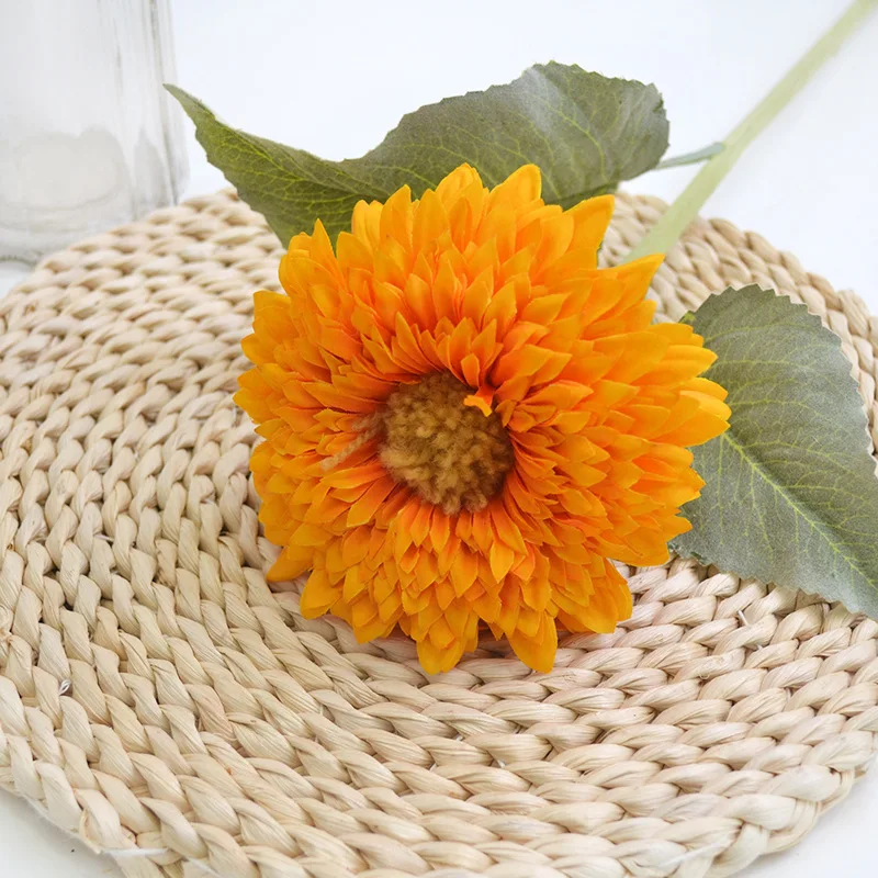 High quality artificial silk flowers plant single stem central arrangement chrysanthemum fabric chamomile sunflower