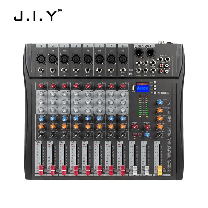 Trending Tiktok  Built-in DSP Reverb Effect Digital 8 Channel  Professional Audio Mixer For Music DJ Audio Console