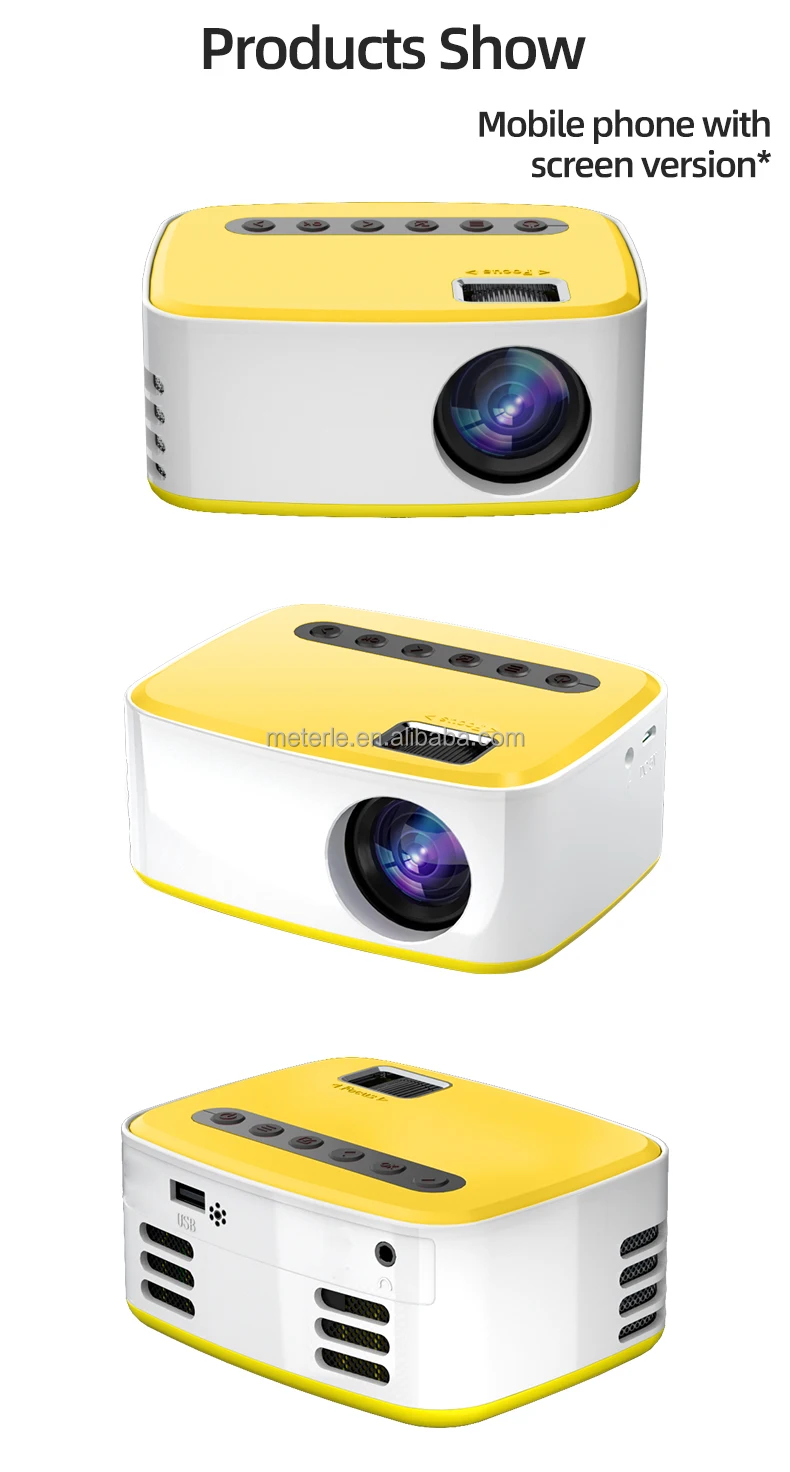 Phone Portable Projector Home Theater Smart Mini Movie Led  Projector 4K Support 300 ANSI Lumens Outdoor Projector
