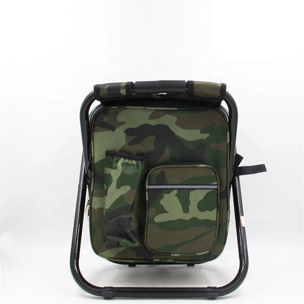 Folding Camping Chair Stool Backpack with Cooler Insulated Picnic Bag Hiking Camouflage Seat Table Bag Fishing Travel Beach BBQ
