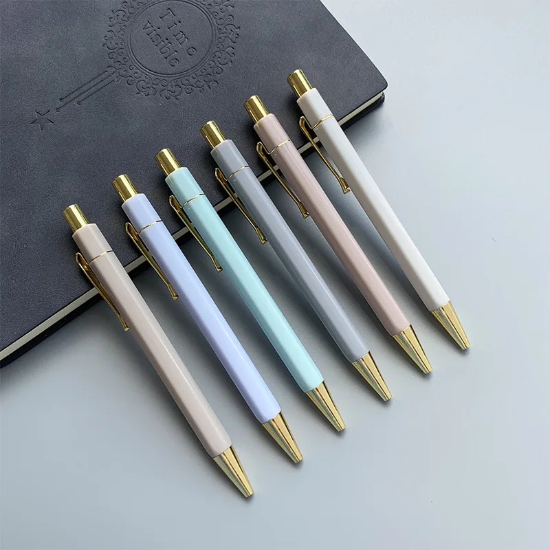 Paint You Cheap Price 74 Colors Ballpoint Pen Gold Rose Advertising Gift Press Hex Pen Back to School Supplies Kit