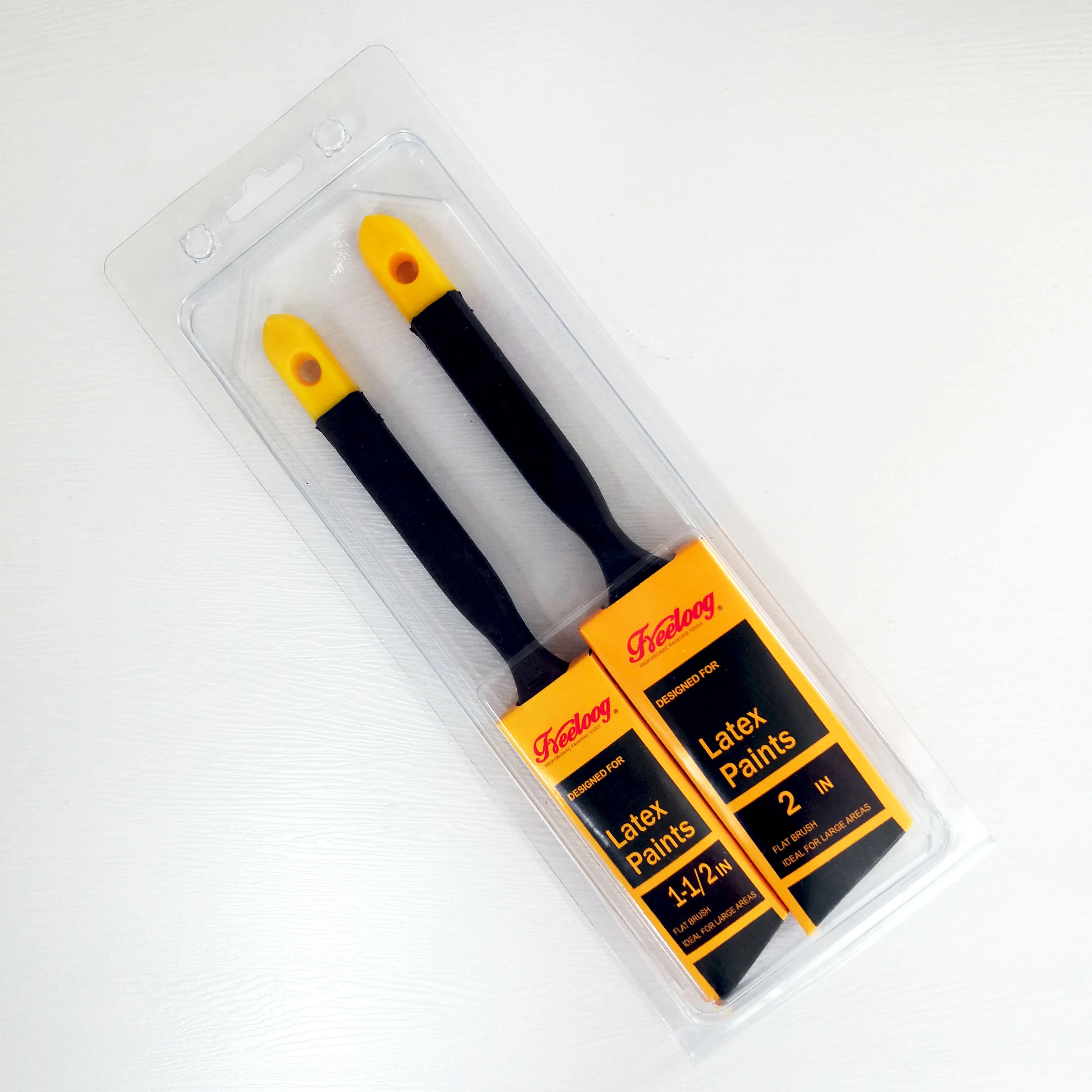 1 set= 2 pieces customized high quality polyester Rubber plastic long handle paint brush set