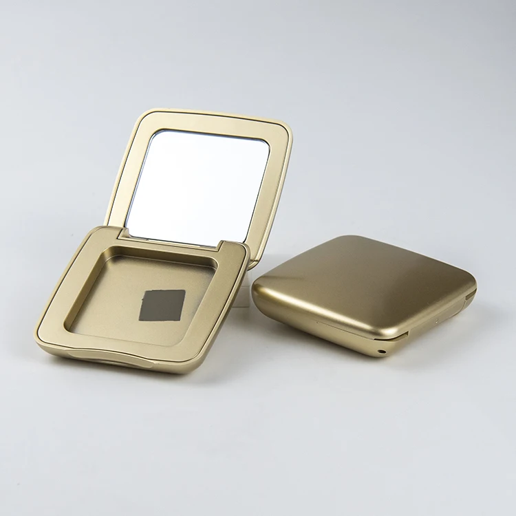 magnetic compact powder magnet case Custom Eco Magnetic Empty Blush Square Gold Cosmetics Compact Case Container With Compact Mi