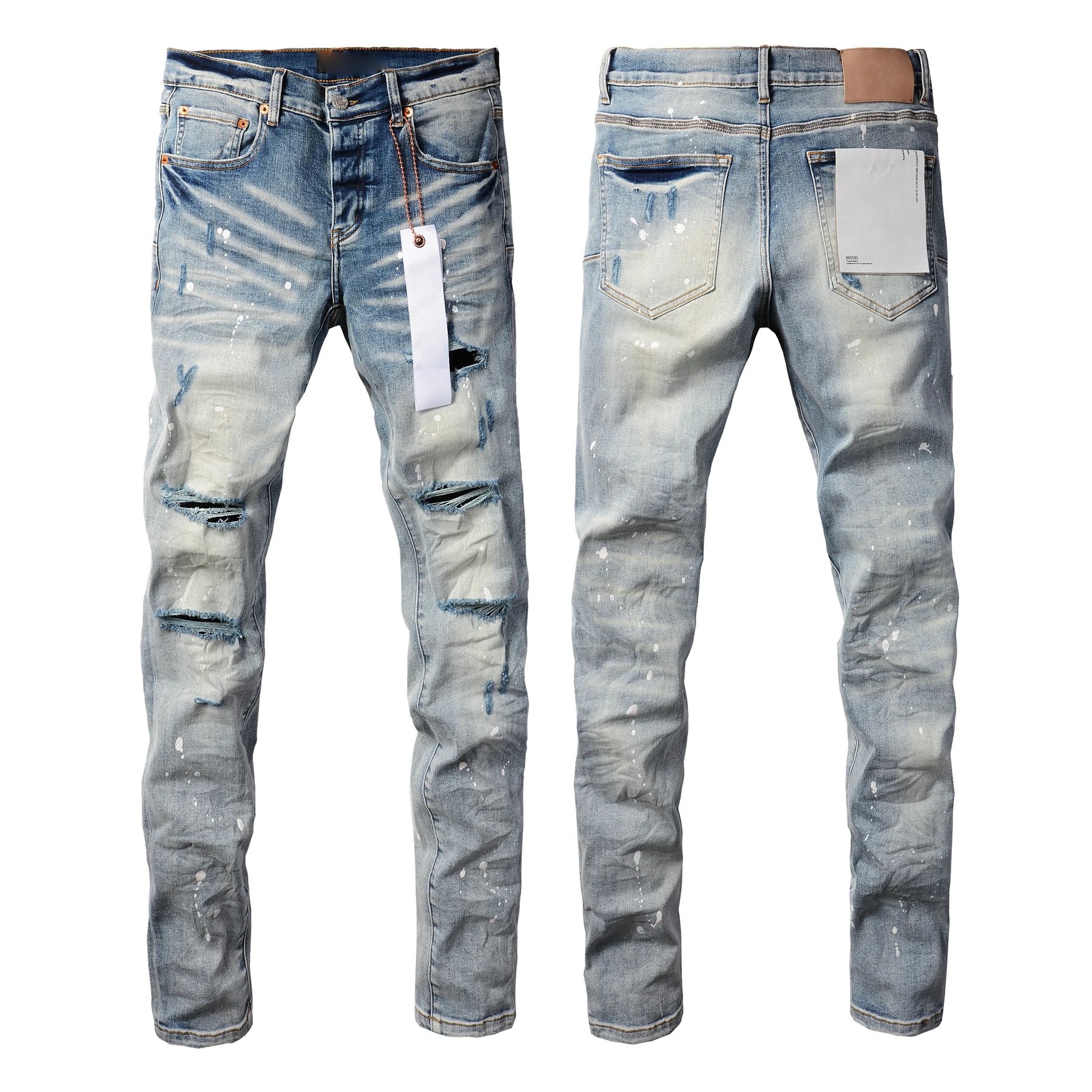 AIPA Dropshipping High Street Style Man Skinny Black Jeans Slim Fit Comfort Jeans Black Ripped Jeans