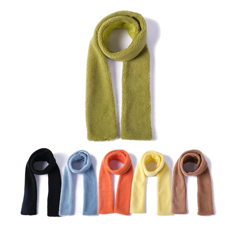 Wholesale Multi Solid Colour Polyester Warm Fur Scarves Men Women Winter Scarf