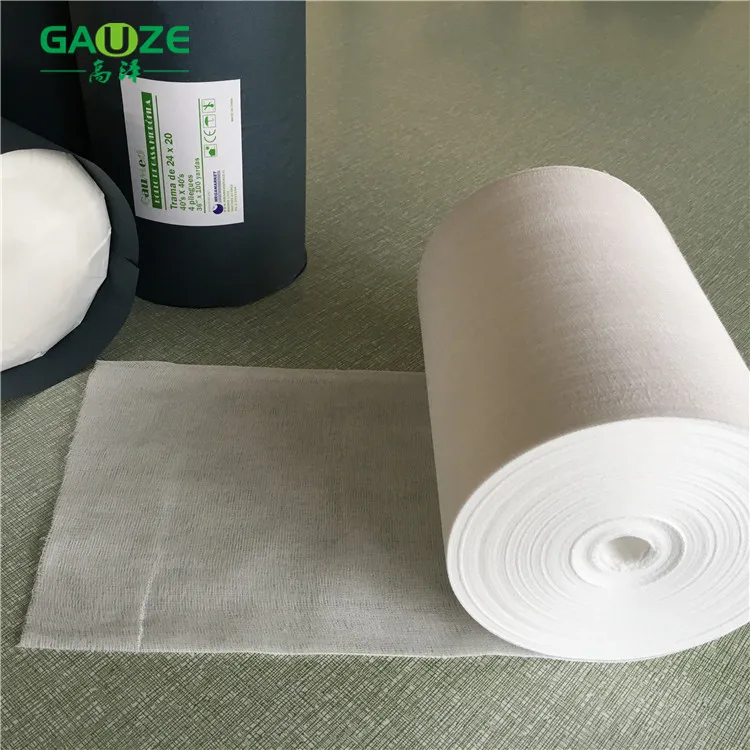 
24*20 Mesh 100 yards 4ply Absorbent Medical Gauze Roll Bleached 100% Organic Cotton Surgical Rolls for health & medical 