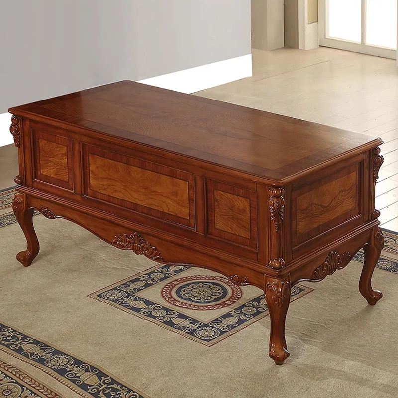 Factory outlet European Style wooden carved desk solid wood office boss desk for study room and hotel hall home office furniture